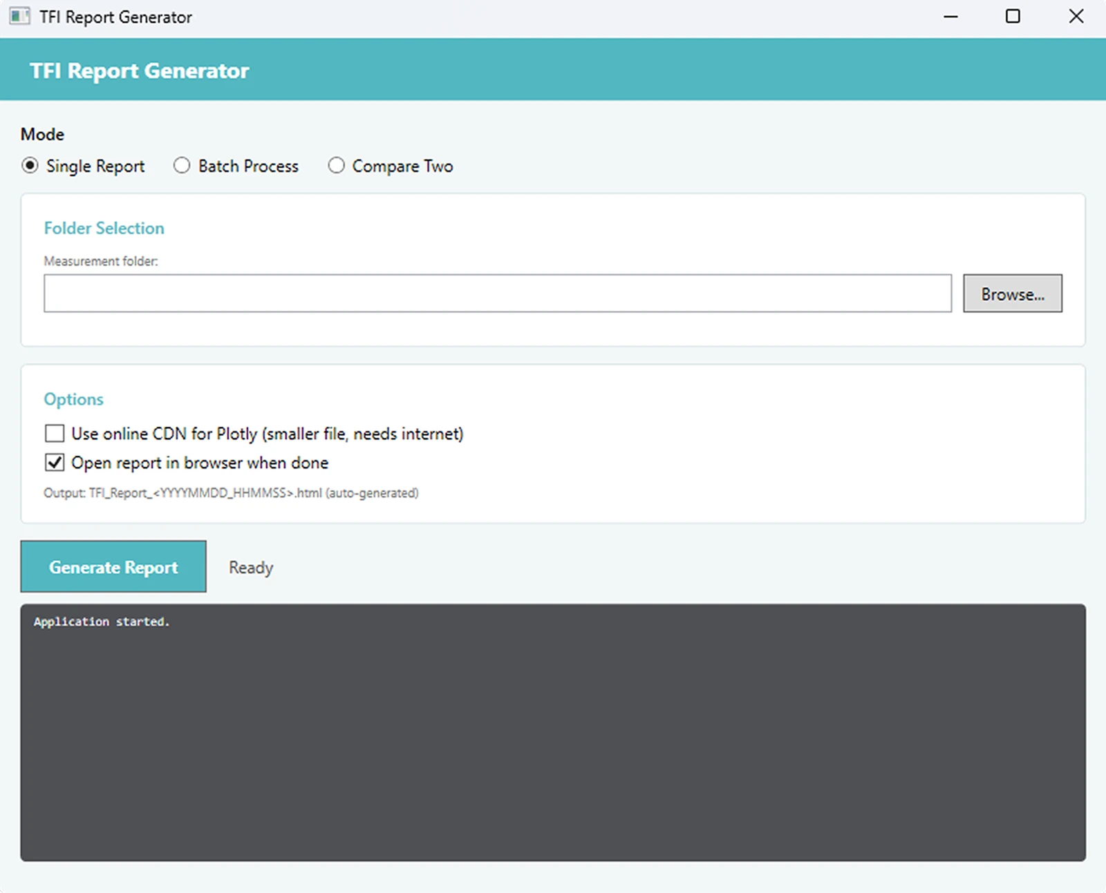 Original Report Generator showing patient details, examination selection and report parameters